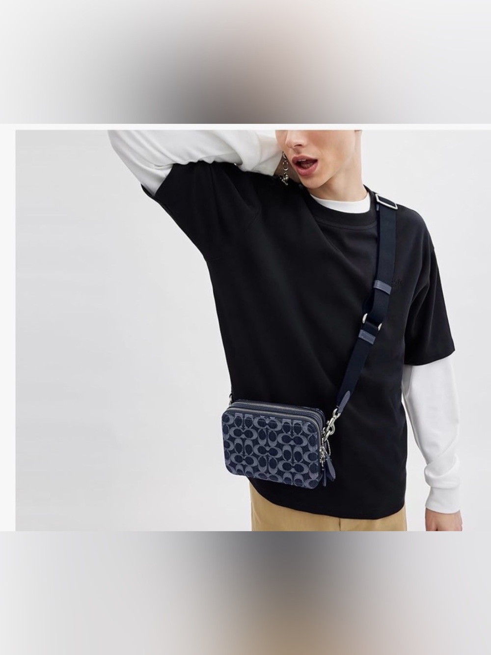 Coach, Mens, Charter Crossbody Bag 19 In Signature Denim, Deep Blue, New no tag